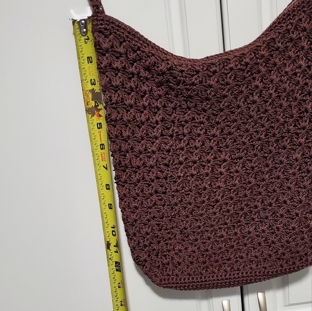 Brown Crochet Shoulder Bag Purse - Picture 9 of 10